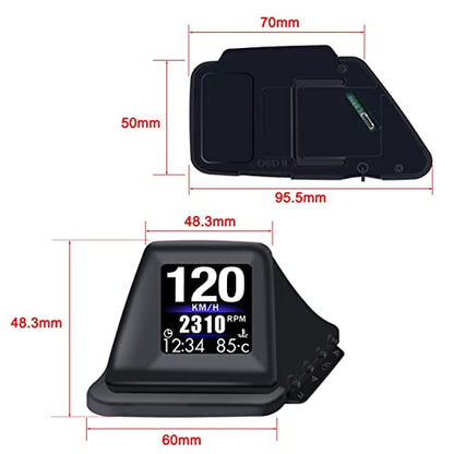 KAOLALI Head Up Display for Car Digital Speedometer Display GPS+OBD2 Dual System Smart Gauge MPH Clock RPM Over Speed Alarm Odometer for All Vehicle