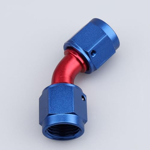 AC PERFORMANCE -6 AN Female to -6 AN Female 45 Degree Swivel Coupler Union Fitting Adapter Aluminum Blue - color: Red Blue 45, size: 6AN