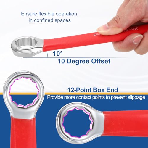 HARFINGTON 2Pcs Metric Combination Wrench 12mm 12-Point Box & Open End CR-V - size: 12mm