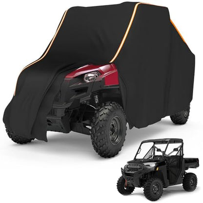 KEMIMOTO UTV Cover 2 Seater All-Weather Protection, Compatible with Polaris Ranger XP 1000,Mule,Pioneer,Wolverine,CFMOTO UForce, Ranger Cover 2-3 Seater PU Oxford Cloth Windproof Medium Size - size: Medium