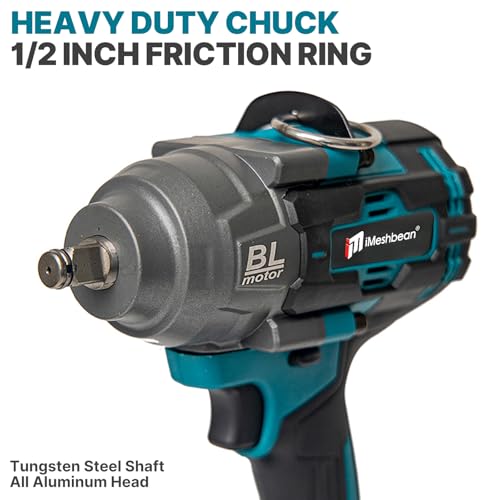 iMeshbean Cordless Impact Wrench,2000Nm(1549ft-lbs) High Torque 1/2" Brushless Impact Gun,21V Power Impact Driver Variable Speeds with 2 x 5.5Ah Battery for Heavy Duty Car Tire Truck Mower, RV