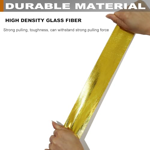2 Rolls High-Temperature Heat Shield Tape Reflective Adhesive Backed Roll Thermal Barrier Foil Tape Self-Adhesive Heat Resistant Tape Cool Tapes for Hose and Auto (Gold, 2'' x 32.8'') - color: Gold, size: 2 Inch x 32.8 ft