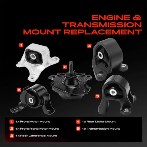 A-Premium Engine Motor and Transmission Mount Kit, with Differential Mount - style: 5PCS Set, 4WD