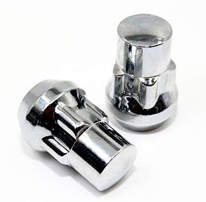 Set of 4 Veritek 14x1.5mm 1.40 Inch Chrome Acorn Bulge Tuner Socket Style Wheel Locks for Aftermarket Custom Wheels