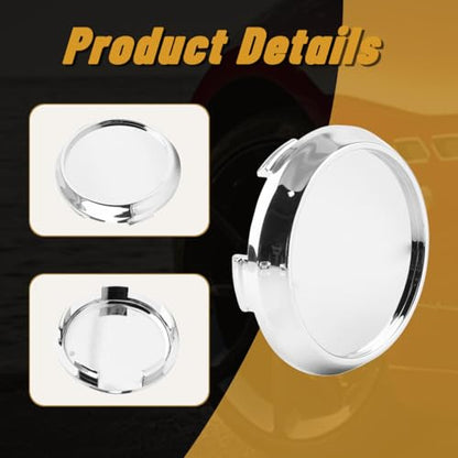 4Pcs 2.66in / 67.5mm Chrome Center Caps 2.44in ID Snap-On - size: OD 67.5MM , ID 62MM