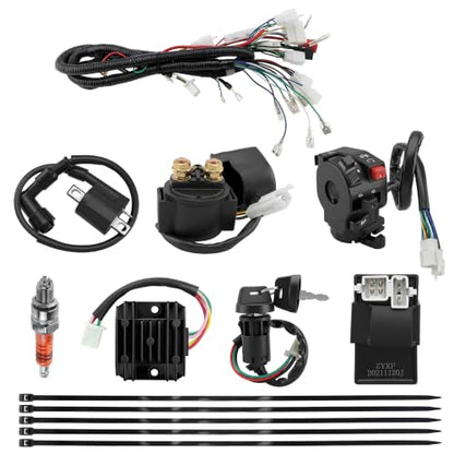 PRO BAT ATV Wiring Harness Kit with Electric AC CDI 4-Wire Rectifier - color: O Spark Plug&B Regulator/Ignition Coil