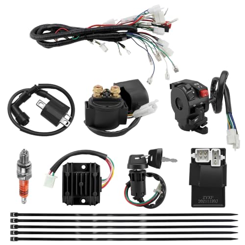 PRO BAT ATV Wiring Harness Kit with Electric AC CDI 4-Wire Rectifier - color: O Spark Plug&B Regulator/Ignition Coil