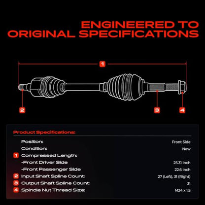 A-Premium Set of 2 Front CV Axle Shaft Assembly - style: Front Driver and Passenger Side