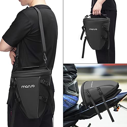 MOSISO Motorcycle Tail Bag Waterproof Polyester Storage Saddle Bag,Black - color: Black
