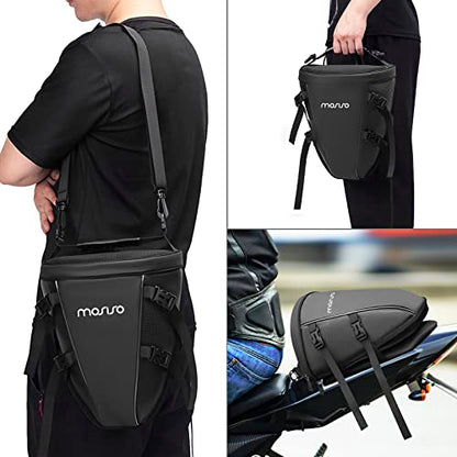 MOSISO Motorcycle Tail Bag Waterproof Polyester Storage Saddle Bag,Black - color: Black