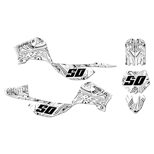 Graphics Kit for Apollo RFZ X4-X6 X14-X19 (All Years) SNAGGED Series White 16 Mil - Dirt bike Custom Racing Graphics Decals Stickers Kit, no-plastics - color: White, size: 16 Mil - On/Off the Road