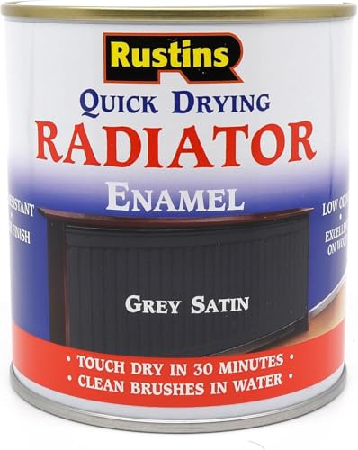Rustins Quick Drying Radiator Enamel Paint Satin Grey 250ml