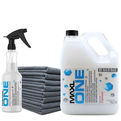 MAXLONE™ Car Spray with Triphene® All Purpose Waterless Detailer Gallon Kit - style: 1 Gallon + 1 Bottle + 8 Towels