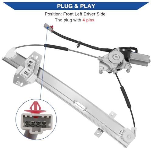Obaee Window Regulator with Motor Front Left Driver Side, Replace 741-766 - size: Front Left Driver Side