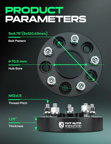 YHTAUTO 5x4.75 Hub Centric Wheel Spacers 1.25 Inch for Buick, Chevy, GMC - size: 1.25 Inch Thickness, style: 2 PCS