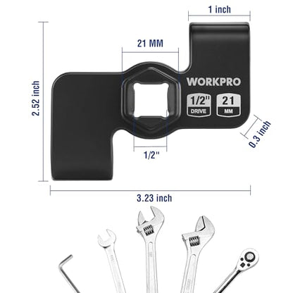 WORKPRO Wrench Extender Tool, 1/2" & 21mm Hex Drive, Universal Adapter
