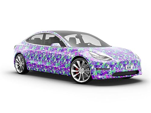 Rwraps Gloss Vinyl Car Wrap Film in Paint Splatter Rebel Yell - 59“ x 1ft - Vehicle Sheet Roll with Adhesive Back and Air Release Technology