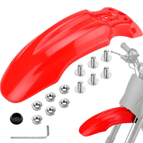 Front Fender Mudguard for Tuttio Soleil01 Yozma IN10 Razor MX350 MX400 MX650 MX500 MX125 Electric Dirt Bike CRF50 XR50 Style 125CC Pit Dirt Bike Plastic Splash Guard (Red) - color: Red