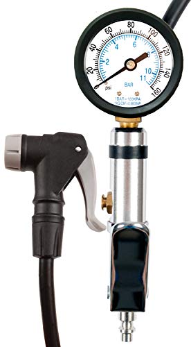 CycloSpirit Universal Bicycle Tire Inflator Gauge with Auto-Select Valve Type - Presta and Schrader Air Compressor Tool - size: Dial 2"