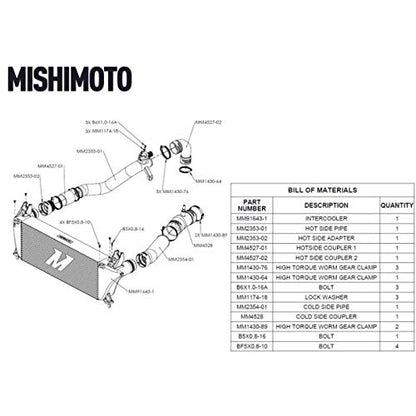 Mishimoto MMINT-RGR-19BK Performance Bar-and-Plate Intercooler, Compatible With 2019+ Ford Ranger 2.3L EcoBoost, Black