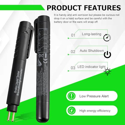 Brake Fluid Liquid Tester Pen, Auto Moisture Oil Diagnostic Testing Tool