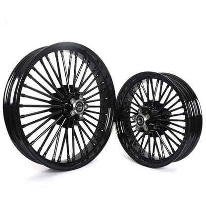 TOFR 21x3.5 16x3.5 Fat Spoke Black Wheels For Harley Touring Baggers 00-07 - color: Gloss Black, size: Front:21x3.5 Rear:16x3.5