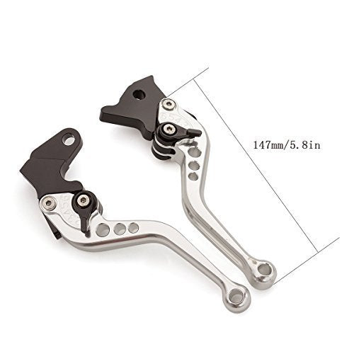 CNC Brake Clutch Levers Compatible with GROM MSX125 CBR300R CB300F CB300 CB300R CB300FA 2014-2020, CBR250R 2011-2013, CB400F CB400R 2013-15, CBR500R CB500F CB500X 2013-2020, CB125/F/R 2019-2020 - color: Silver Lever with Black Adjuster
