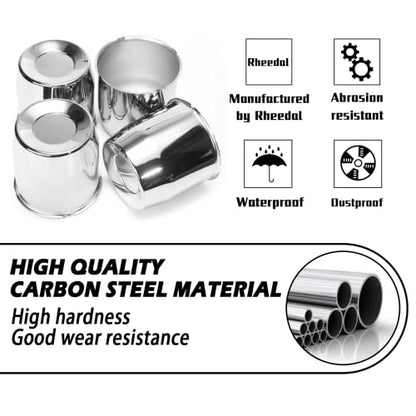 4Pcs 4.25" OD 4.25" H Push Through Trailer Wheel Center Cap for Rim - color: Chrome, size: 4.25" Hub 4.25" H
