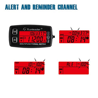 2 Pcs Digital Tach Hour Meter Engine Temperature Gauge RL-HM035A-TS002 - size: RL-HM035A-TS002-2PCS