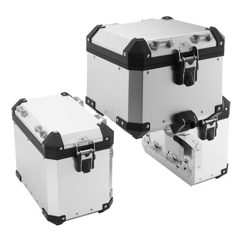 TCMT Trunk Top Box Saddlebags Side Case Fit For BMW R1200GS/R1200GS Adventure 2013-2018 R1250GS/R1250GS AD 19-24 F850GS/F850GS AD 17-22 F900GS/F900GS AD 23-25 Chrome - color: Chrome, size: Saddleabg & Trunk Set