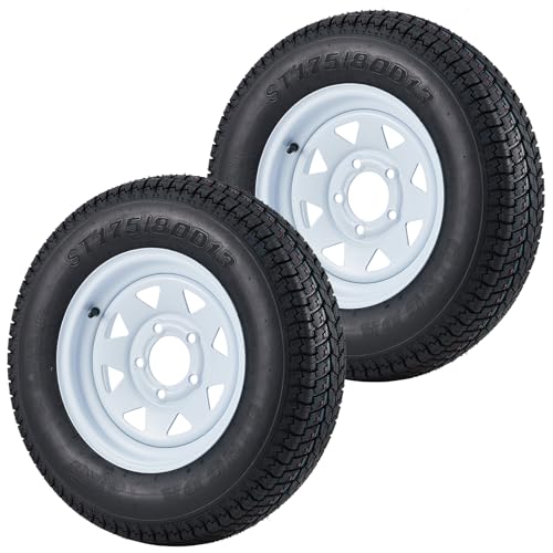Garvee ST175/80D13 Trailer Tires with 13 Inch Rims, 2 Pack - size: ST175/80D13, style: 5 lug on 4.5"