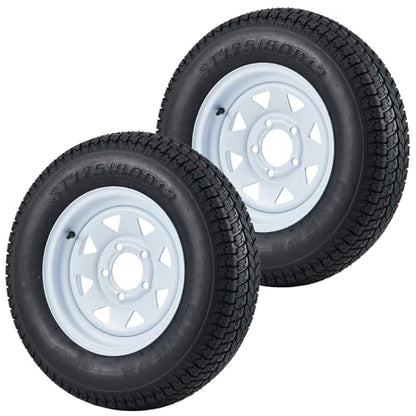 Garvee ST175/80D13 Trailer Tires with 13 Inch Rims, 2 Pack - size: ST175/80D13, style: 5 lug on 4.5"