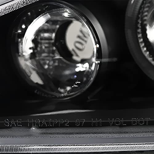 SPEC-D TUNING Black Dual LED Halo Projector Headlights - color: Black Housing Clear Lens