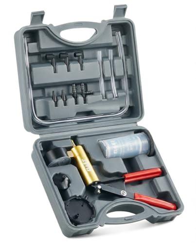 OMT One-Man Brake Bleeding Kit with Hand Vacuum Pump and Dial Gauge, Gray - color: Gray