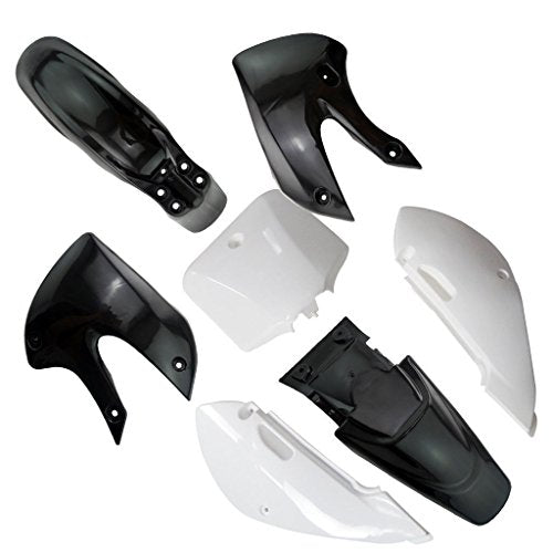 TDPRO Plastic Fairing Kit Fender Parts and Black Seat for Pit Dirt Bike KX 65 KX65 (4Black+3White) - color: 4Black+3White