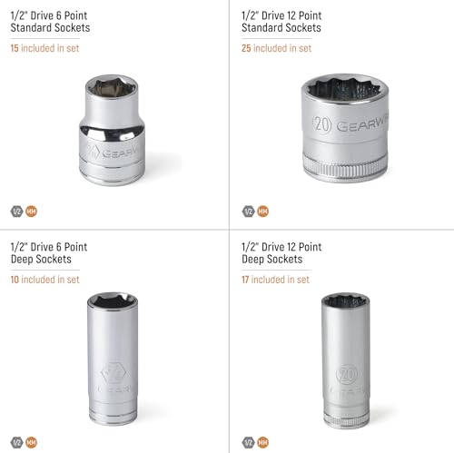 GEARWRENCH 67 Pc 1/2” Drive Master Metric Chrome Socket Set | GWMSSKT12MM - style: 1/2" Chrome Sockets