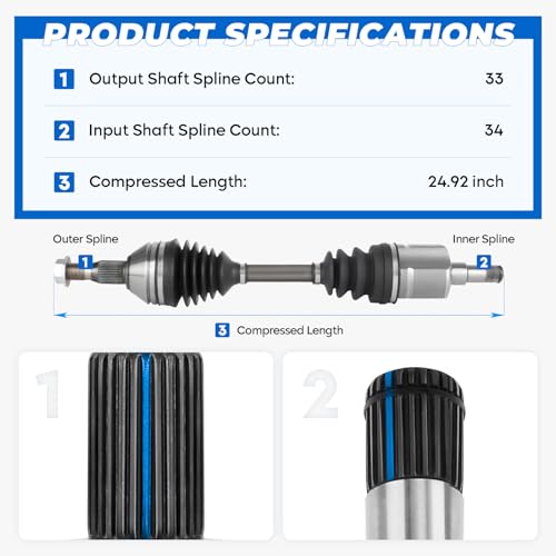 TadaMark Front Right CV Axle Shaft, Not for 06-09 Impala SS model