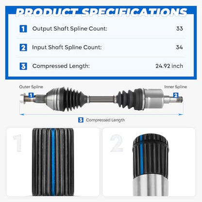 TadaMark Front Right CV Axle Shaft, Not for 06-09 Impala SS model