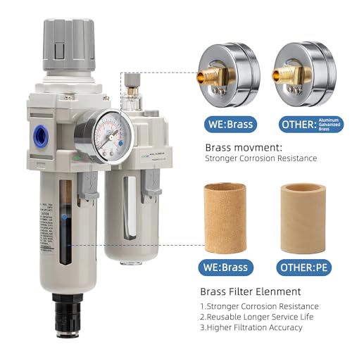 1/2" Auto-Drain FRL Assembly - Professional Grade Compressed Air Conditioner with Cyclonic Separation | 0-150 PSI Operating Range | CNC-Machined Body - size: 1/2NPT, style: Auto Drain