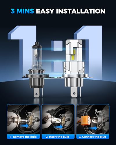 Marsauto H4/9003 Light Bulbs, 40,000LM 600% Ultra Brighter, Pack of 2 - size: M1L H4/9003
