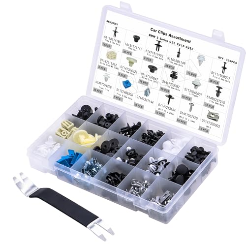 Rexka 327pcs for BMW Mini Auto Body Clips Kit - Fender, Trim Panel,Splash Shield,Door Panels, Mouldings & Wheel Arch Retainers - G20 3 Series- 51118174185 51471911992 51417325082 07149213164 - color: 327pcs