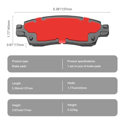 D883 Rear Ceramic Brake Pads Kit Fit For Buick Enclave 2008-2017, For Rainier 2004-2007, For Chevrolet SSR 2003-2006, For Trailblazer 2002-2009, For Trailblazer EXT 2002-2006 - size: HZ883H