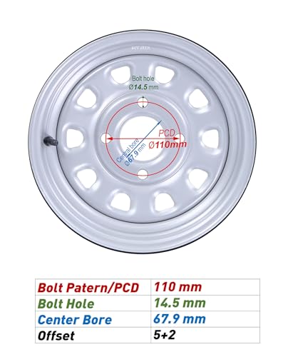WANDA ATV Tire & Wheel Set 25x8-12 25x10-12 on 4x110mm PCD 5+2 Silver Rims - size: 4x110mm 5+2 wheel
