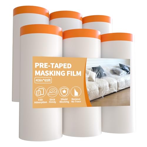 Painters Plastic Roll, Drop Cloth for Painting, 43" x 65', 6 Rolls - size: 43in x 65Ft