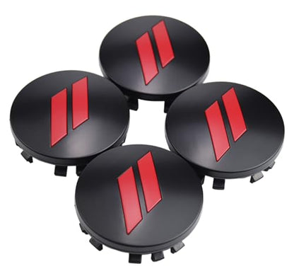 (Set of 4) 63mm=2.5 inches // Slash Wheel Center Cap Covers HubCap Emblem Badge Trim for Dodge Charger Challenger Durango Hornet Dart R/T SRT Magnum Nitro Journey Caliber Avenger and Ram and Jeep - color: red // on matte black cap