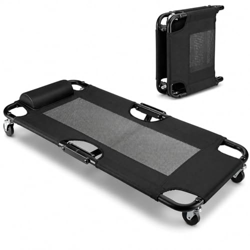WORKPRO 40-Inch Foldable Automotive Creeper, Heavy Duty Rolling Garage Mechanic Creeper, Padded Headrest, 4 Swivel Wheels, 350 lbs Capacity Car Creeper for Repair & Maintenance