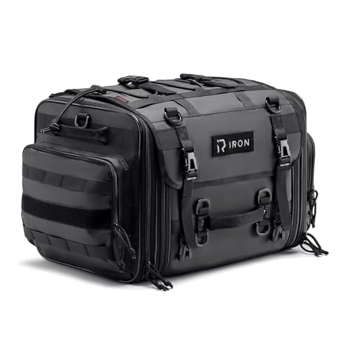 RIDEIRON Motorcycle Tail Bag, Expandable from 40L to 60L with Rain Cover