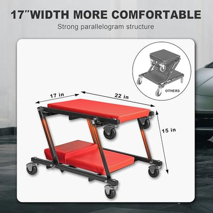 Big RED 36" Rolling Foldable Automotive Creeper， Car Creeper, 2-in-1 Garage Shop Creeper for Auto Repair, 300 Lbs Capacity, Red，TAM6505RR Torin - style: Creeper-36inch-Red