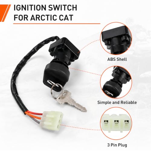 Ignition Key Switch for Arctic Cat ATV 250 300 400 500 2x4 4x4 2000-2007
