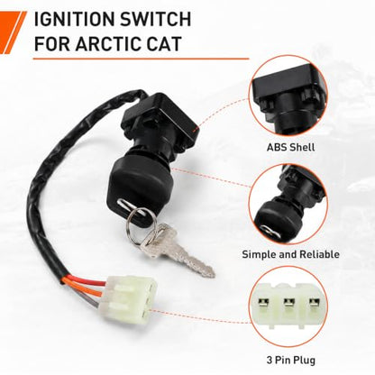 Ignition Key Switch for Arctic Cat ATV 250 300 400 500 2x4 4x4 2000-2007